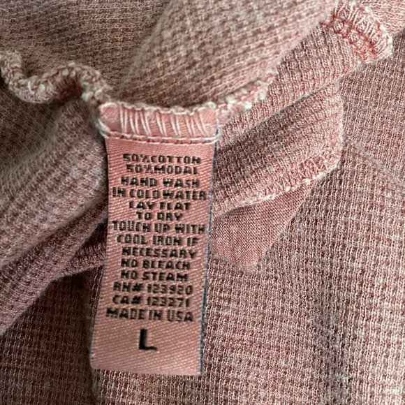 LAmade Cotton Modal  Relaxed Tie Back Long Sleeve Top L Mauve 178B - Picture 7 of 7